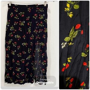 ASTR Cherry Slit MIDI Skirt Feminine Novelty Mod Dainty Whimsical
